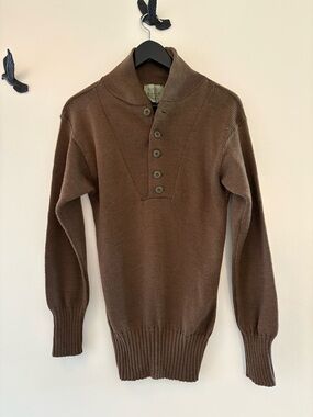 Vintage Wool 5-button GI Sweater Olive Green